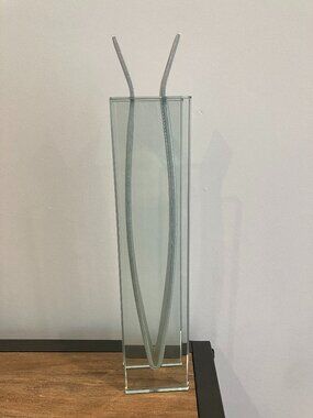 MoMA Peter Hewitt Tall Ribbon Vase 1996 Postmodern Glass Aluminum Vintage